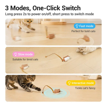 Potaroma Plush Mouse Smart Rolling Cat Toy - Automatic Motion-Activated Electric Interactive Exercise Game, Rechargeable Playful Mice & Animal Toy for Indoor Cats
